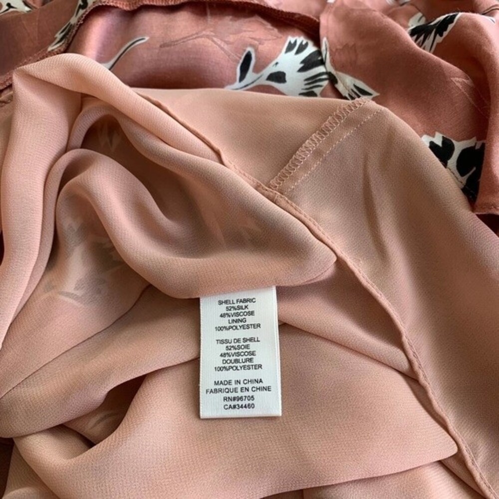 Rebecca Taylor coral pink silk dress Ikat Paintbrush ruffle dress size 0 - Picture 12 of 14